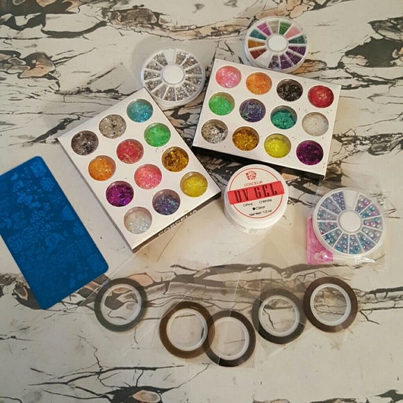 Other - At Home Nail Decal Kit Glitter, UV Gel & More
